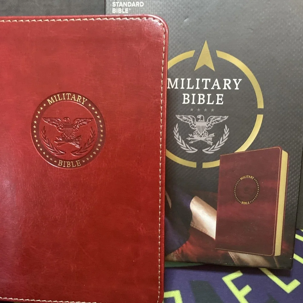 CSB MILITARY BIBLE (Burgundy LeatherTouch) Red Letter, Sleeve Case Nice